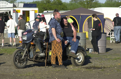 NABD's 10th national rally at Santa Pod.   Claws and myself sit talking in the sunshine.  A great weekend, if only we knew what was waiting round the corner . . . . 